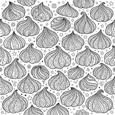 Discover a delightful collection of meringue cookies transformed into intricate Zentangle designs. This unique coloring page offers a relaxing and creative escape for all art enthusiasts.