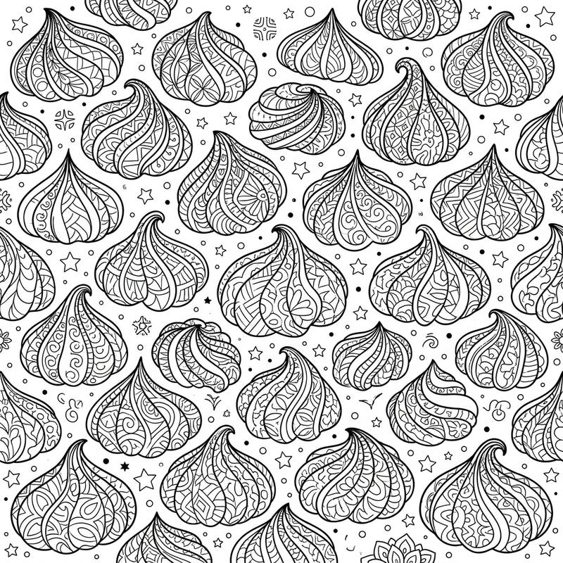 Discover a delightful collection of meringue cookies transformed into intricate Zentangle designs. This unique coloring page offers a relaxing and creative escape for all art enthusiasts.
