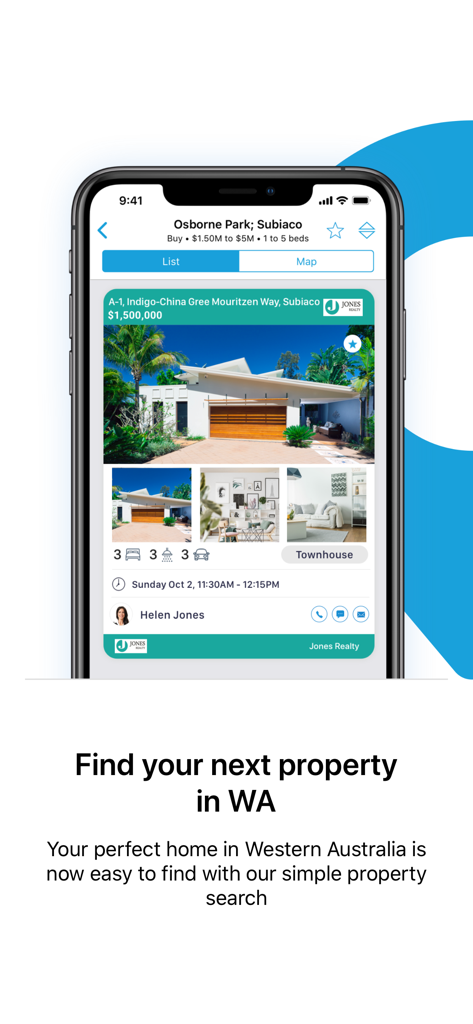 Smartphone displaying a Western Australia property listing on the reiwa.com real estate app