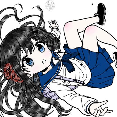 anime girl falling from sky