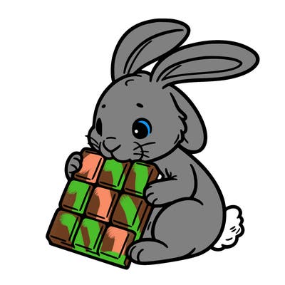 rabbit eating chocolate