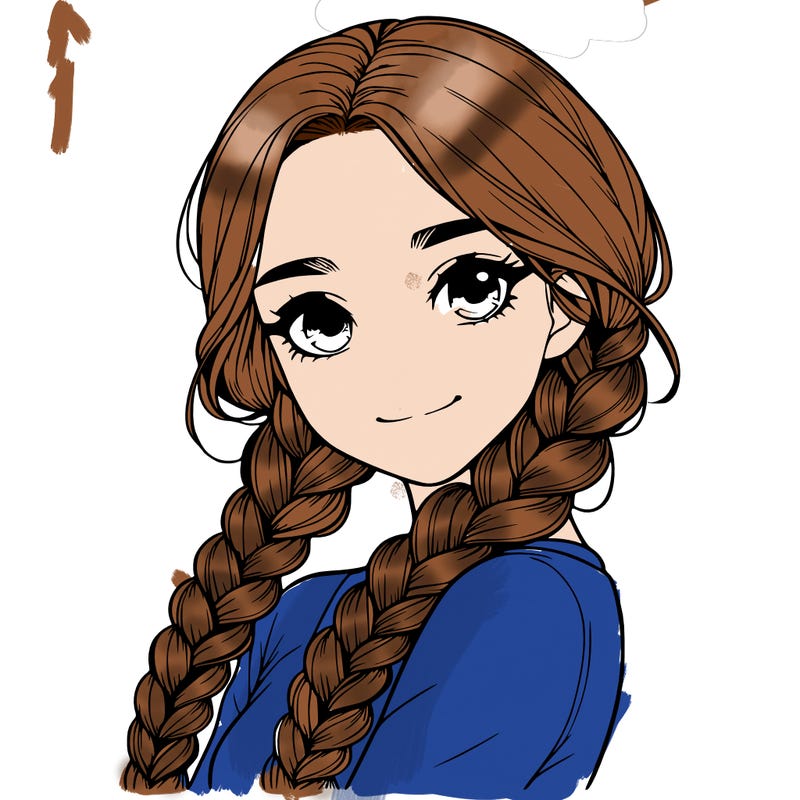 realistic girl with braids