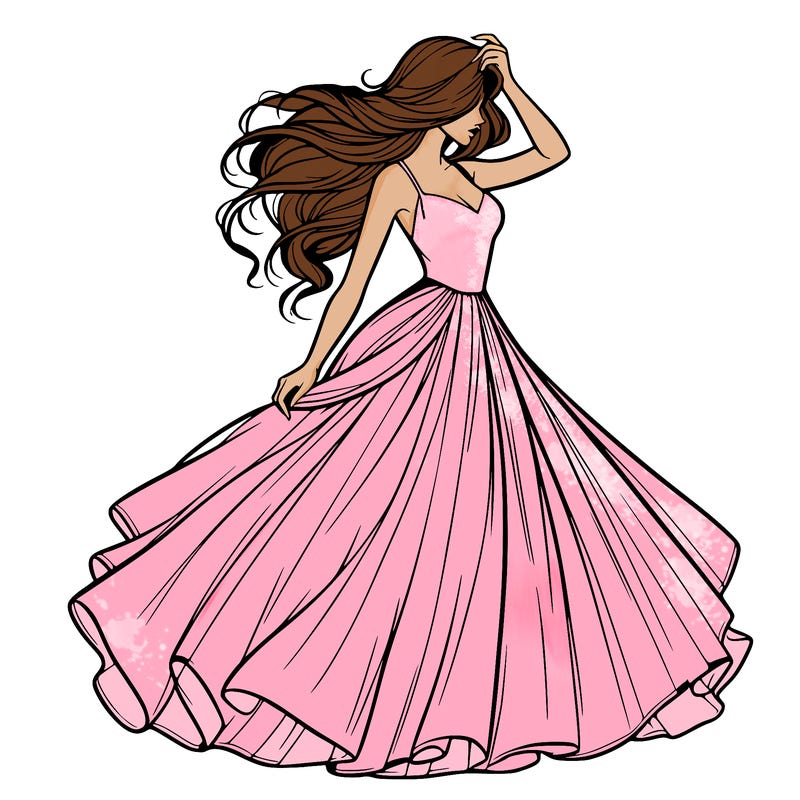 realistic woman with dress flowing in the wind