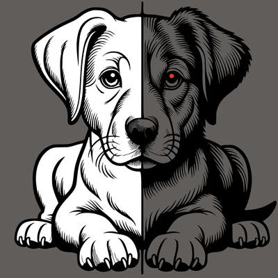 realistic dog split picture