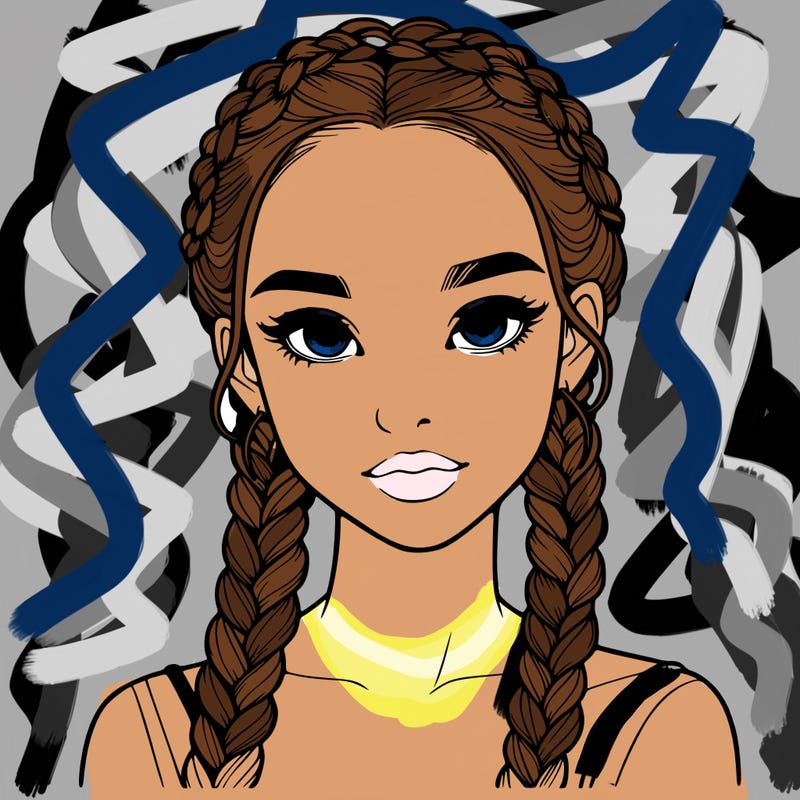 realistic girl with braids