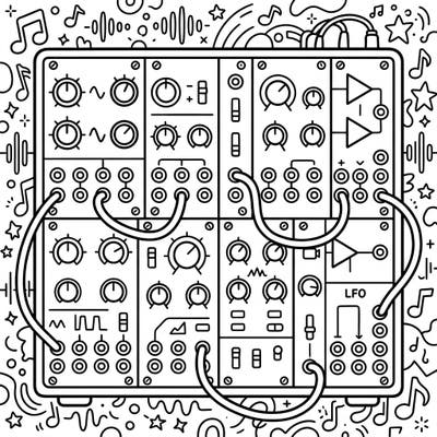 Unleash your child's creativity with this engaging coloring page featuring a cool modular synthesizer. Perfect for young music lovers to explore the world of electronic sounds through art.
