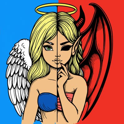 realistic angel half demon