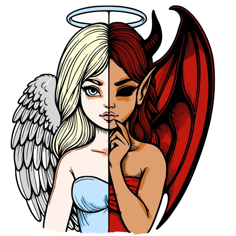 realistic angel half demon