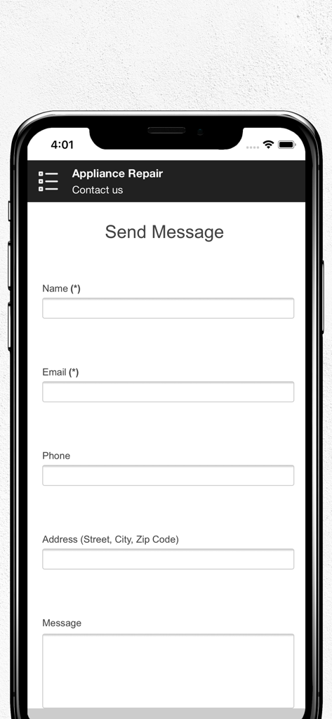 Formulaire de contact pour les services de réparation d'appareils électroménagers à Hobart