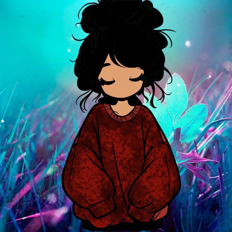 girl with baggy sweatshirt and messy bun