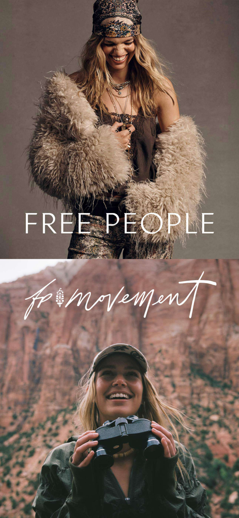 Free People - Bilder von Bohemian Fashion und FP Movement Activewear für den Free People App Lifestyle