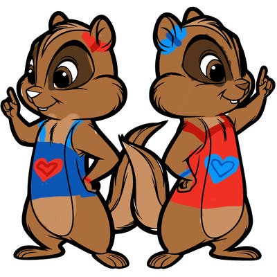 two tamias standing up split realistic