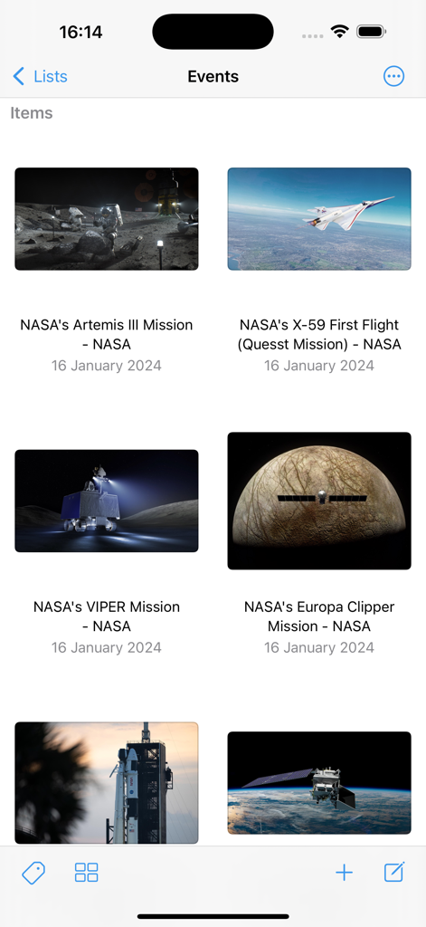 Keep It Mobile - Aplicación Keep It Mobile mostrando una vista de cuadrícula de enlaces web guardados y documentos importantes.