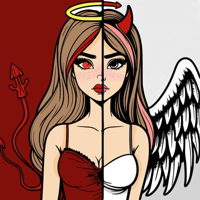devil vs angel realistic girl