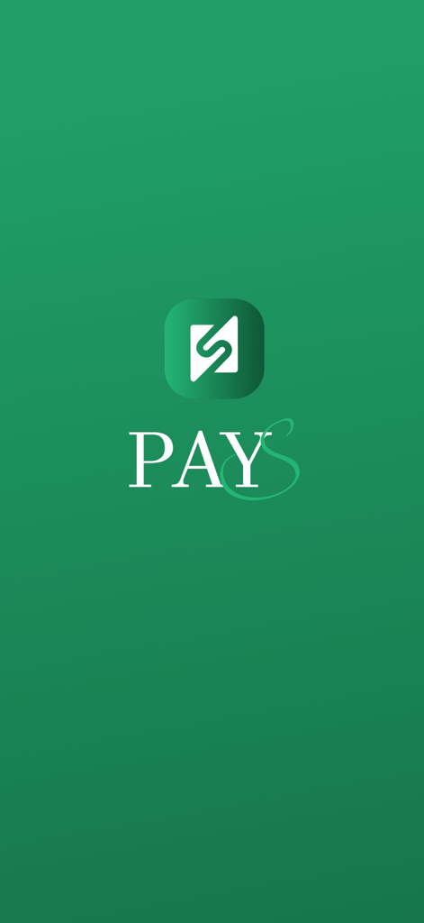 Pays - La pantalla de inicio de la aplicación financiera Pays con su logo sobre un fondo verde.