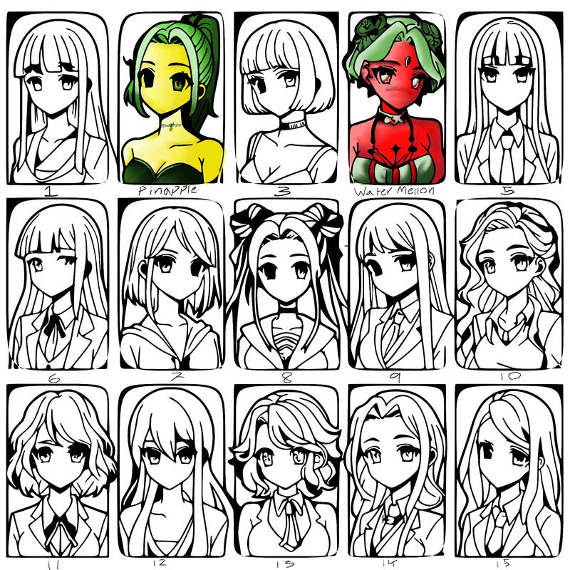 girls that look diffrent anime