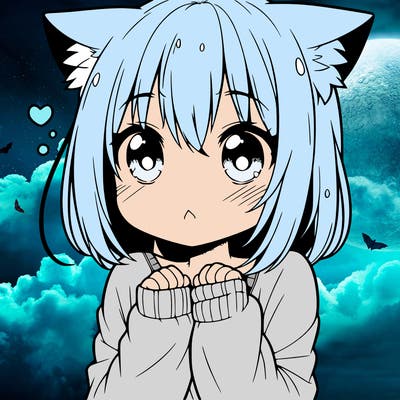 shy anime catgirl