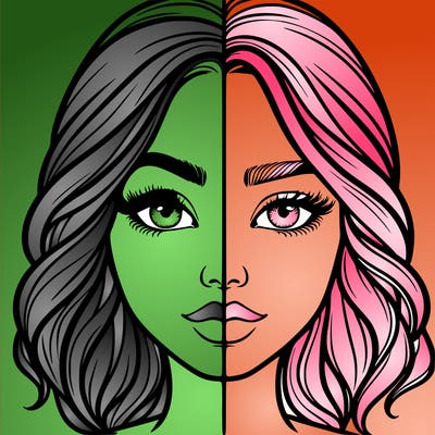 realistic girl split half