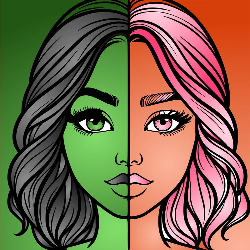 realistic girl split half