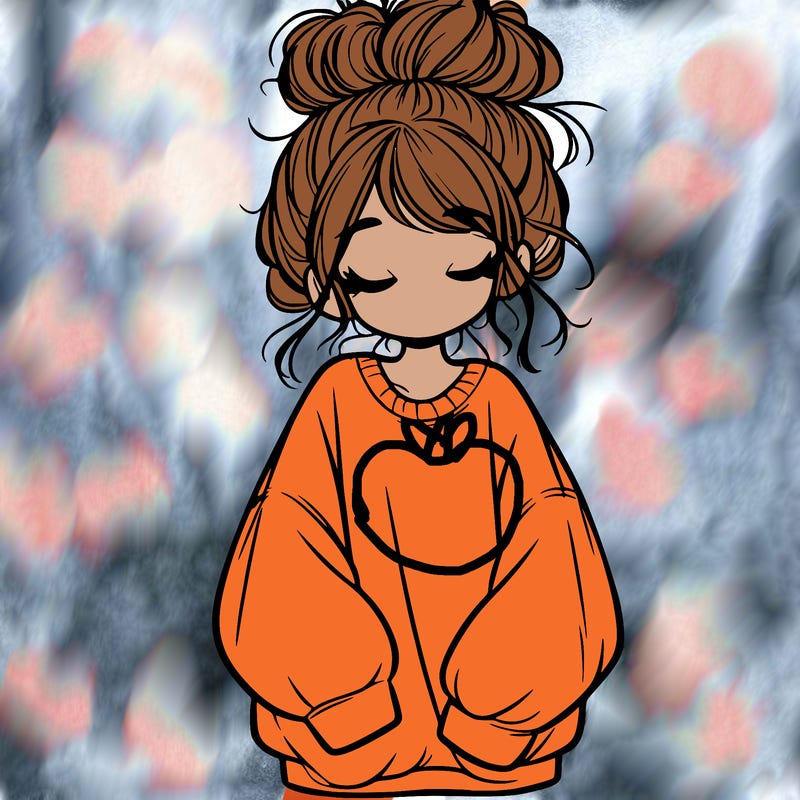 girl with baggy sweatshirt and messy bun