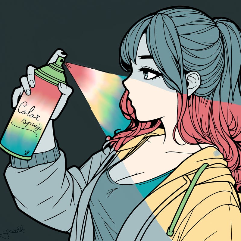 a realistic girl spray, painting