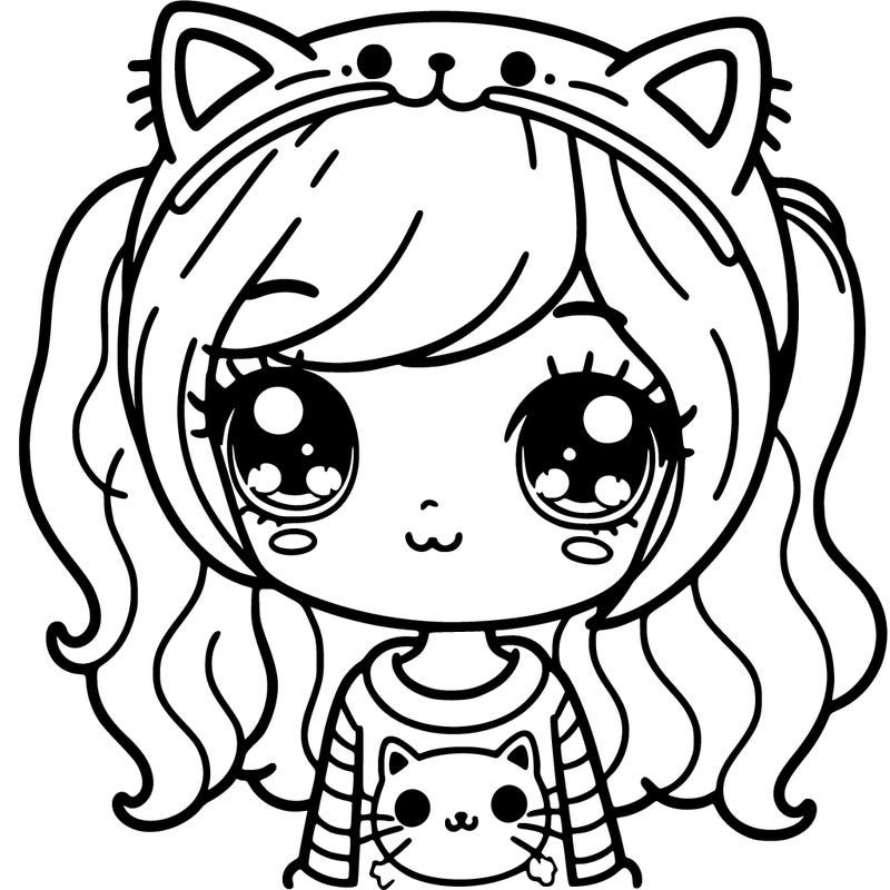 a cute girl with a cat pyjama and pigtails