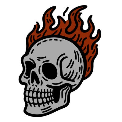skull head with flames