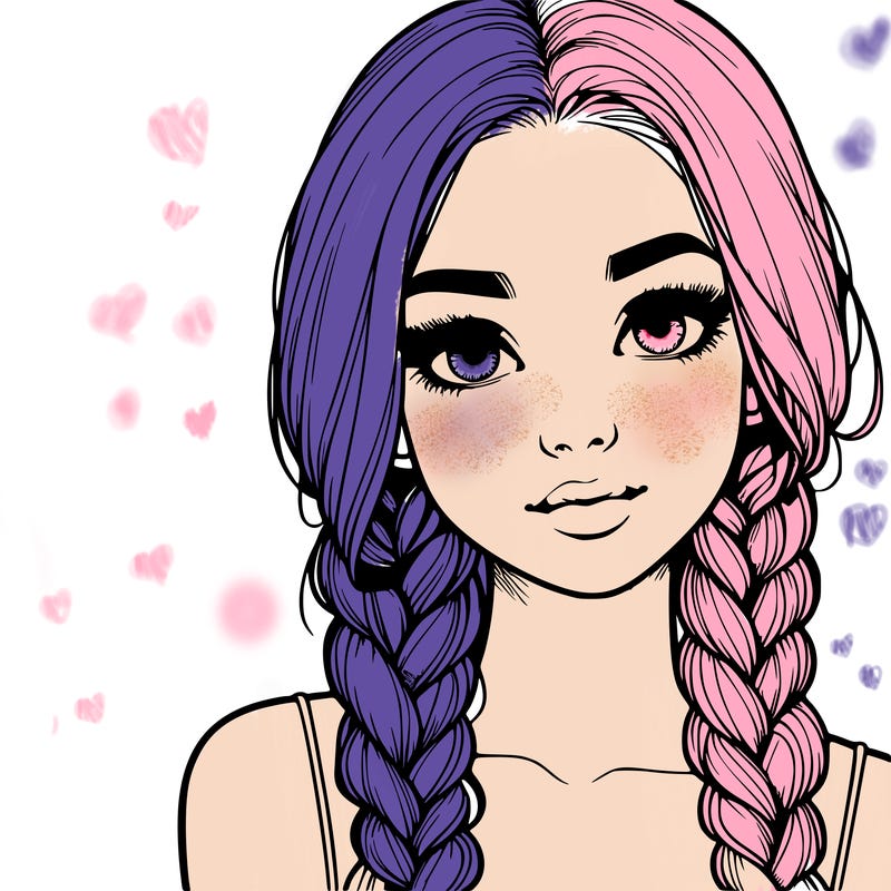 realistic girl with braids
