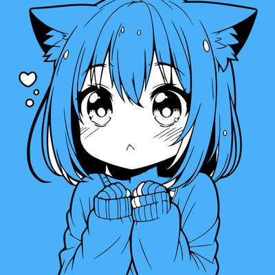 shy anime catgirl