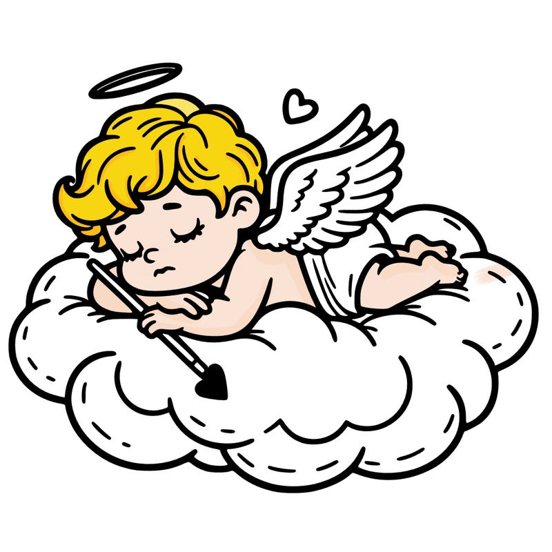 cupid asleep on a cloud