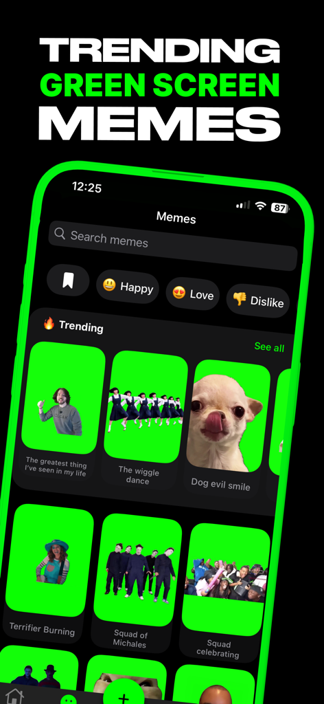 Trending green screen meme templates in the Green Screen Memes Maker library