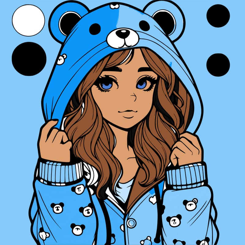 realistic girl in a animal pjs hoodie
