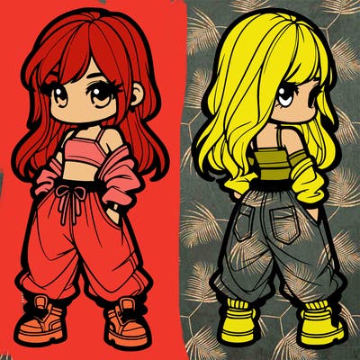 girl in crop top and baggy pants