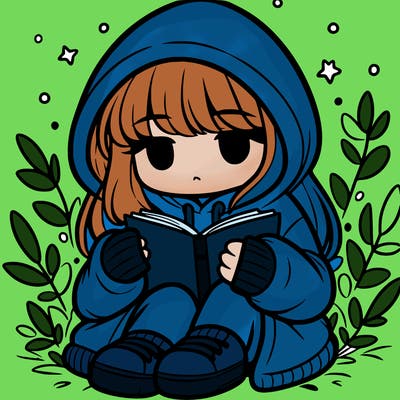 girl in oversized hoodie reading a book