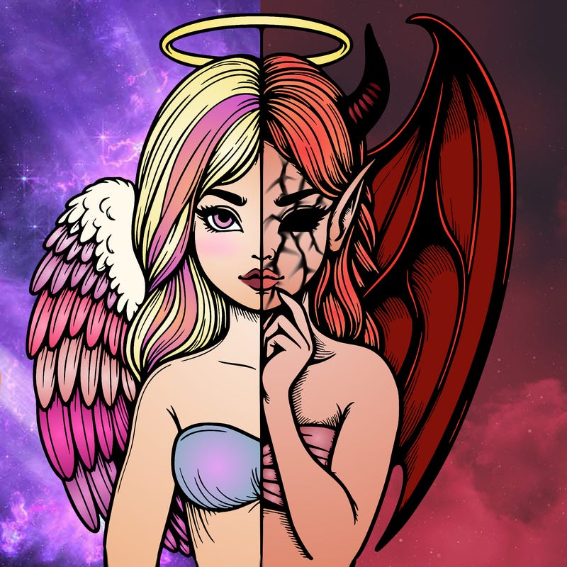 realistic angel half demon