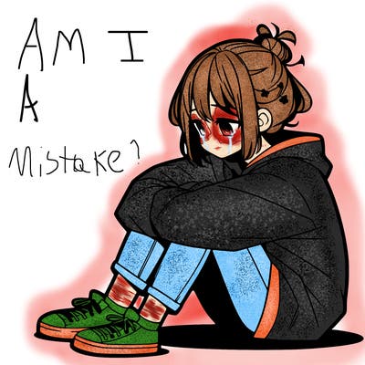 sad anime girl sitting alone