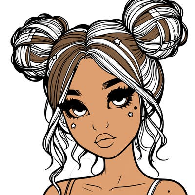 realistic girl with space buns