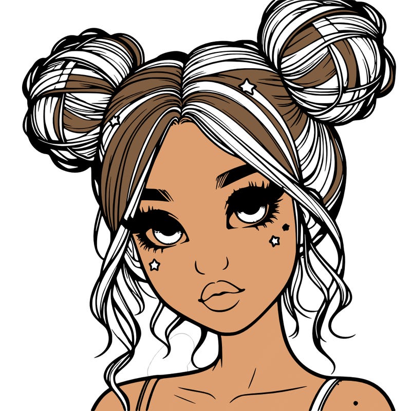 realistic girl with space buns