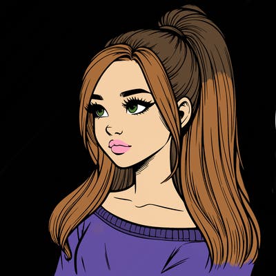 realistic girl with a high ponytail