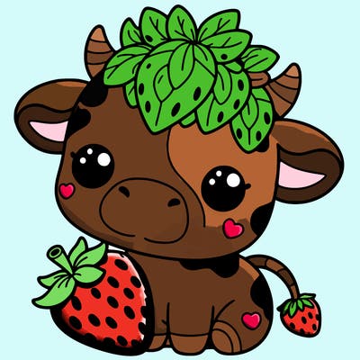 cute strawberry cow