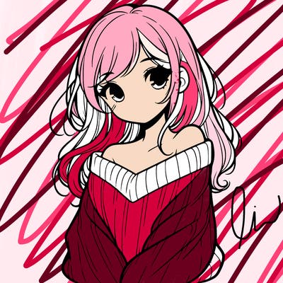 shy pretty girl wearing a sweater that is falling off one shoulder portrait