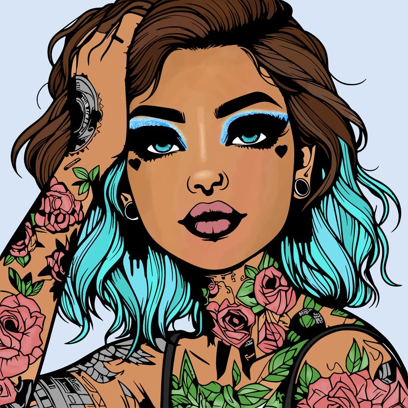 realistic girl with tattoos all over