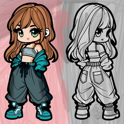 girl in crop top and baggy pants