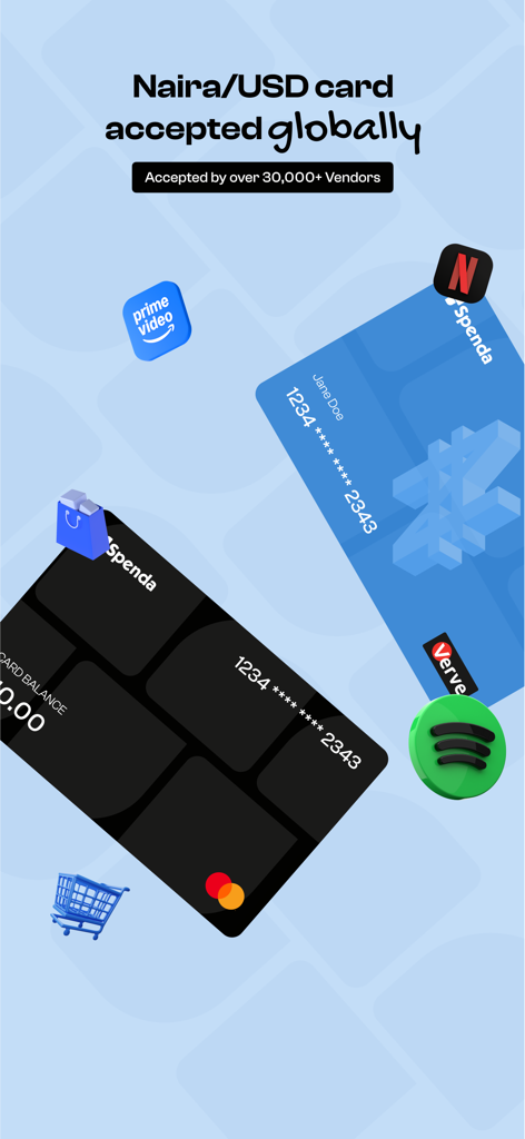 Spenda - Spenda virtual USD and Naira cards for global crypto spending and online subscriptions