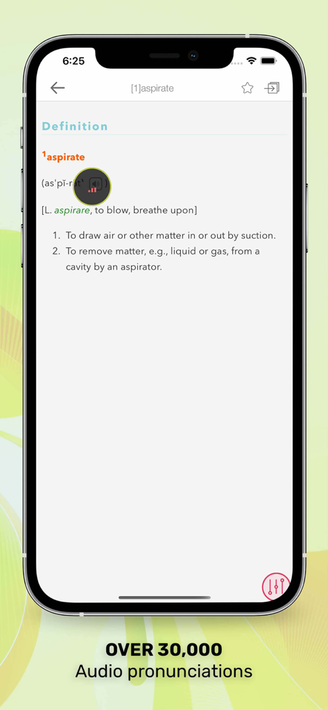 Taber’s Medical Dictionary - A medical term definition with an audio pronunciation icon in the Tabers Medical Dictionary app.