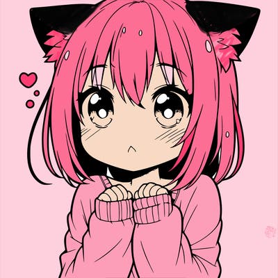 shy anime catgirl