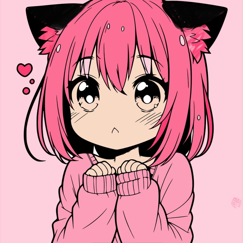 shy anime catgirl