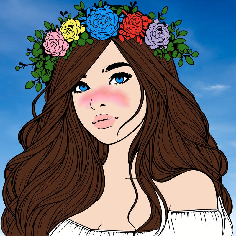realistic girl with flower crown