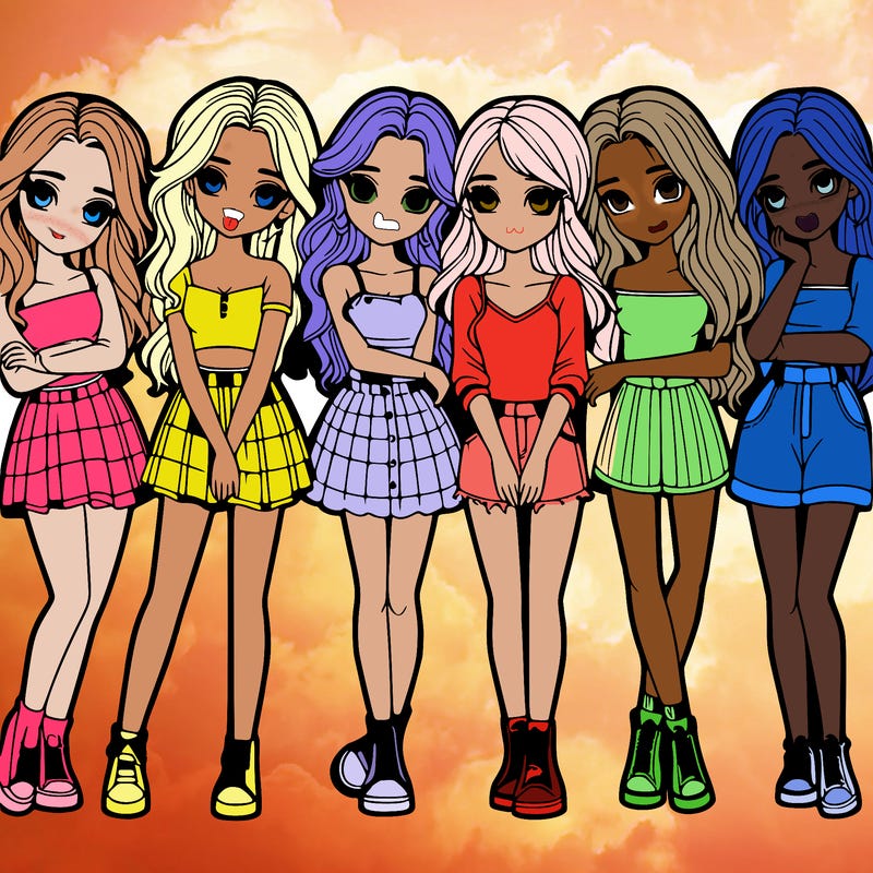 a group of girls realistic