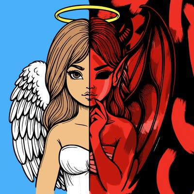 realistic angel half demon